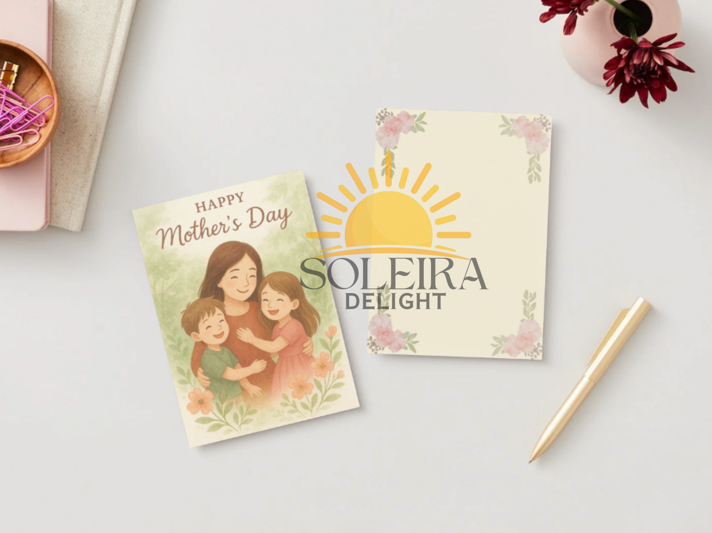 Happy Mother's Day Card - Mother & Children